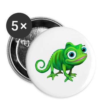 Caméléon vert coloré et drôle - Lot de 5 grands badges (56 mm) - blanc - Devant