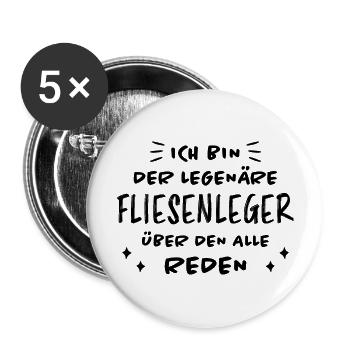 Fliesenleger Lustig Spruch Job Bodenleger Geschenk - Buttons groß 56 mm (5er Pack) - Weiß - Vorne