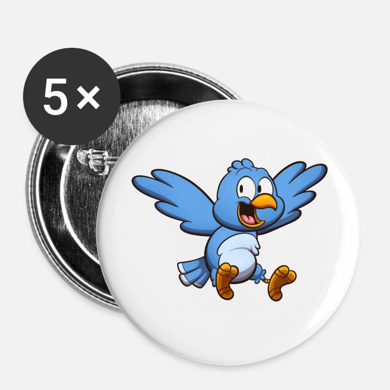 Cute Flying Blue Bird - Buttons large 2.2''/56 mm (5-pack) - white
