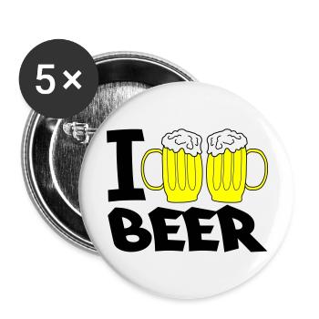 i love beer - Buttons large 2.2''/56 mm (5-pack) - white - Front