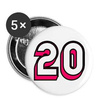 20,20 JAHRE,20-JÄHRIGES JUBILÄUM,20-JÄHRIGES JUBILÄUM,20 - Buttons groß 56 mm (5er Pack) - Weiß - Vorne