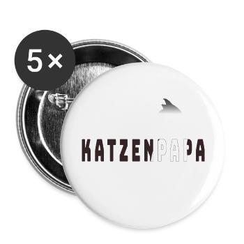 Katzenpapa - Buttons groß 56 mm (5er Pack) - Weiß - Vorne