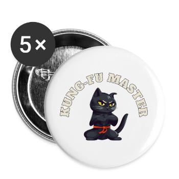 Kung Fu Master - Buttons groß 56 mm (5er Pack) - Weiß - Vorne