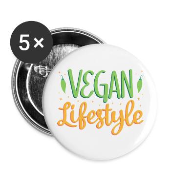 Mode de vie végétalien - Lot de 5 grands badges (56 mm) - blanc - Devant