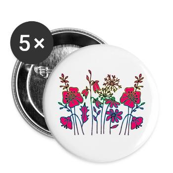 Fleur - Lot de 5 grands badges (56 mm) - blanc - Devant