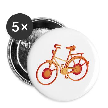 tolles orangefarbenes leuchtendes Fahrrad - Buttons groß 56 mm (5er Pack) - Weiß - Vorne