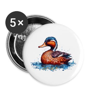 Un beau canard nage dans le lac et l’eau - Lot de 5 grands badges (56 mm) - blanc - Devant