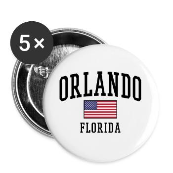 Orlando Florida Design with USA Flag - Buttons large 2.2''/56 mm (5-pack) - white - Front