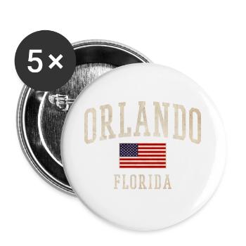 Orlando Florida Vintage Flag Design - Buttons large 2.2''/56 mm (5-pack) - white - Front