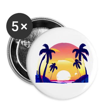 Cadeau de palmier d’été Palmier de vacances Sun Palm - Lot de 5 grands badges (56 mm) - blanc - Devant