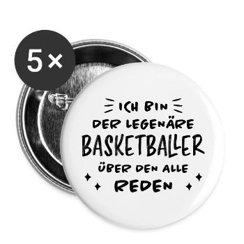 Basketballer Lustiger Spruch Basketball Geschenk - Buttons groß 56 mm (5er Pack) - Weiß - Vorne
