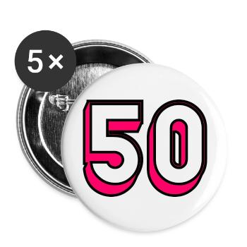 50 YEARS. 50th ANNIVERSARY. BIRTHDAY 50 YEARS. 50 - Buttons large 2.2''/56 mm (5-pack) - white - Front