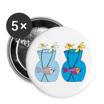 Fish in a jar of 2 - Buttons large 2.2''/56 mm (5-pack) - white - Front