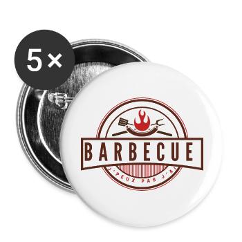 Je peux pas j'ai barbecue - Lot de 5 grands badges (56 mm) - blanc - Devant