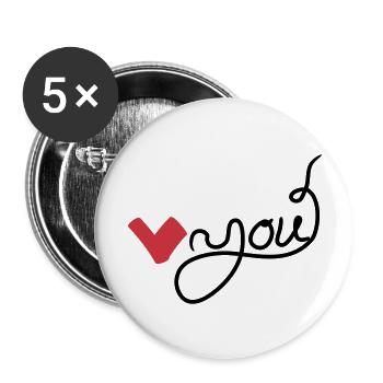 Heart you handwritten - Buttons large 2.2''/56 mm (5-pack) - white - Front