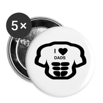 Cooles „I Love Dads“ Design für sie und ihn - Buttons groß 56 mm (5er Pack) - Weiß - Vorne
