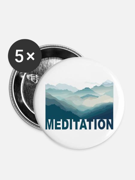 Mountain Meditation - Buttons groß 56 mm (5er Pack) - Weiß