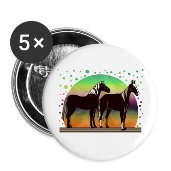 Pferde - Buttons groß 56 mm (5er Pack) - Weiß - Vorne