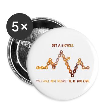 Get a Bicycle - Buttons large 2.2''/56 mm (5-pack) - white - Front