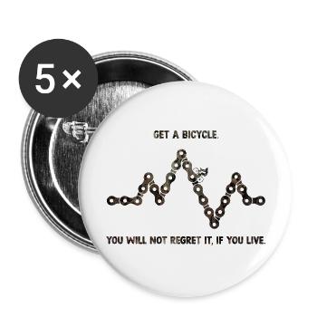Holen Sie sich ein Fahrrad - Buttons groß 56 mm (5er Pack) - Weiß - Vorne