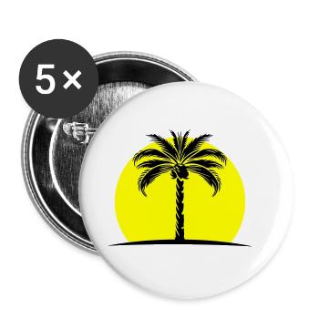 Palme Silhouette Insel - Buttons groß 56 mm (5er Pack) - Weiß - Vorne