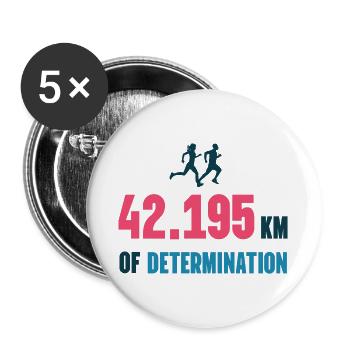 Marathon - 42 195 km de détermination - Lot de 5 grands badges (56 mm) - blanc - Devant