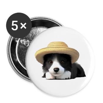 Propriétaires de chiens Border Collie Chiens Amoureux des chiens - Lot de 5 grands badges (56 mm) - blanc - Devant