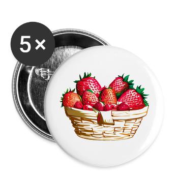 Strawberries Strawberry Strawberry Basket - Buttons large 2.2''/56 mm (5-pack) - white - Front