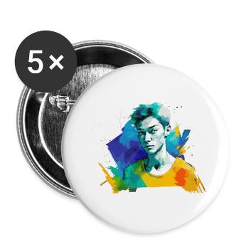 Aquarelle eines Jungen - Buttons groß 56 mm (5er Pack) - Weiß - Vorne