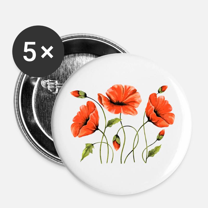 Blumen - Buttons groß 56 mm (5er Pack) - Weiß