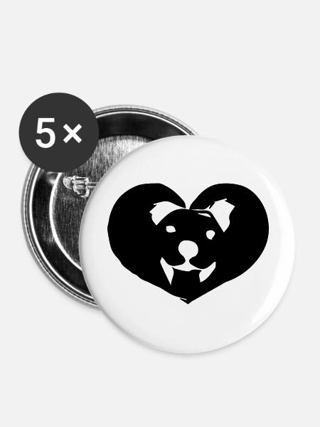 Hund Dog - Buttons groß 56 mm (5er Pack) - Weiß
