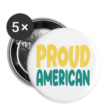 Pround american typograohy - Buttons large 2.2''/56 mm (5-pack) - white - Front