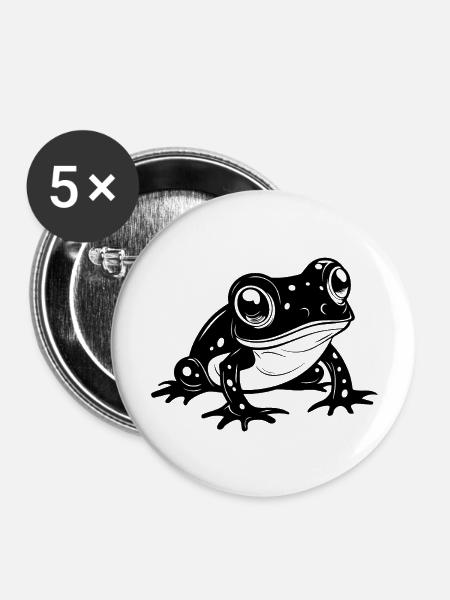 Frosch Amphibie Kröte - Buttons groß 56 mm (5er Pack) - Weiß