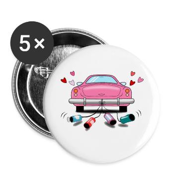 Wedding Car Pink Wedding - Buttons large 2.2''/56 mm (5-pack) - white - Front