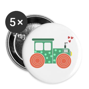 Motor Vehicle Arable Farming Heart Tractor Organic Farmer Field - Buttons large 2.2''/56 mm (5-pack) - white - Front