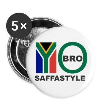 YO BRO - Buttons large 2.2''/56 mm (5-pack) - white - Front