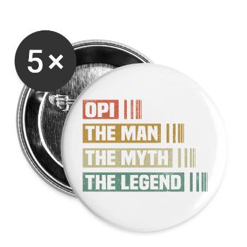 Vintage Opi Man Myth Legend - Buttons large 2.2''/56 mm (5-pack) - white - Front