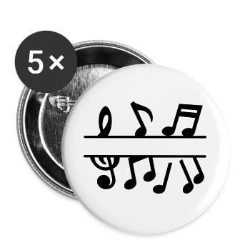 Notes de musique avec bannière de texte de clé musicale - Lot de 5 grands badges (56 mm) - blanc - Devant