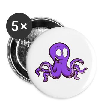 Niedlicher Oktopus - Buttons groß 56 mm (5er Pack) - Weiß - Vorne