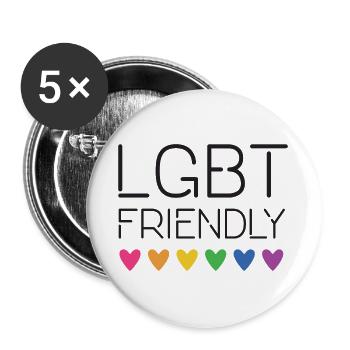 LGBT-freundlich - Buttons groß 56 mm (5er Pack) - Weiß - Vorne