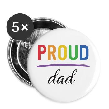 LGBT Proud Dad - Pride-Monat - Buttons groß 56 mm (5er Pack) - Weiß - Vorne