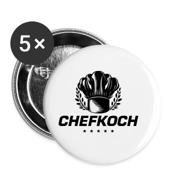 Kochmütze Chefkoch - Buttons groß 56 mm (5er Pack) - Weiß - Vorne
