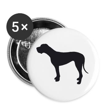 Deutsche Dogge Silhouette - Buttons groß 56 mm (5er Pack) - Weiß - Vorne