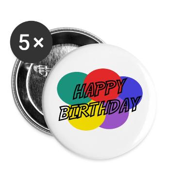 ALLES GUTE ZUM GEBURTSTAG. ALLES GUTE ZUM GEBURTSTAG. JAHRESTAG. - Buttons groß 56 mm (5er Pack) - Weiß - Vorne