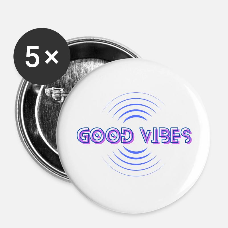 Positive vibes - Buttons large 2.2''/56 mm (5-pack) - white