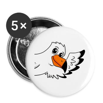 Seagull greeting greeting - Buttons large 2.2''/56 mm (5-pack) - white - Front