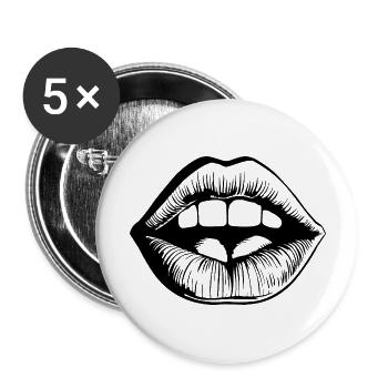 Lips, mouth, kissing lips - Buttons large 2.2''/56 mm (5-pack) - white - Front