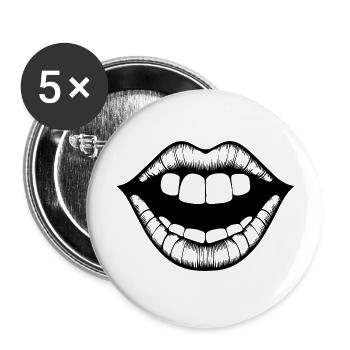Lips, mouth, kissing lips - Buttons large 2.2''/56 mm (5-pack) - white - Front