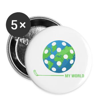 Floorball Unihockey FLOORBALL-world Floorballer - Buttons large 2.2''/56 mm (5-pack) - white - Front