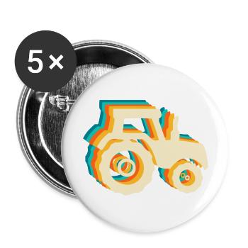 Retro-Traktor - Buttons groß 56 mm (5er Pack) - Weiß - Vorne